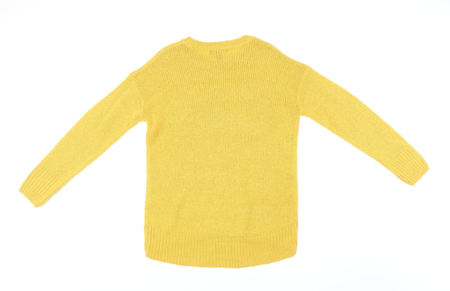 New Look Womens Yellow Round Neck Acrylic Pullover Jumper Size S