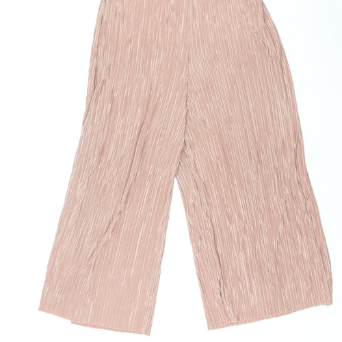 Boohoo Womens Beige Polyester Capri Trousers Size 14 L22 in Regular