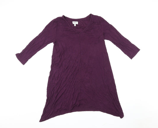 DKNY Womens Purple Rayon A-Line Size S V-Neck Pullover
