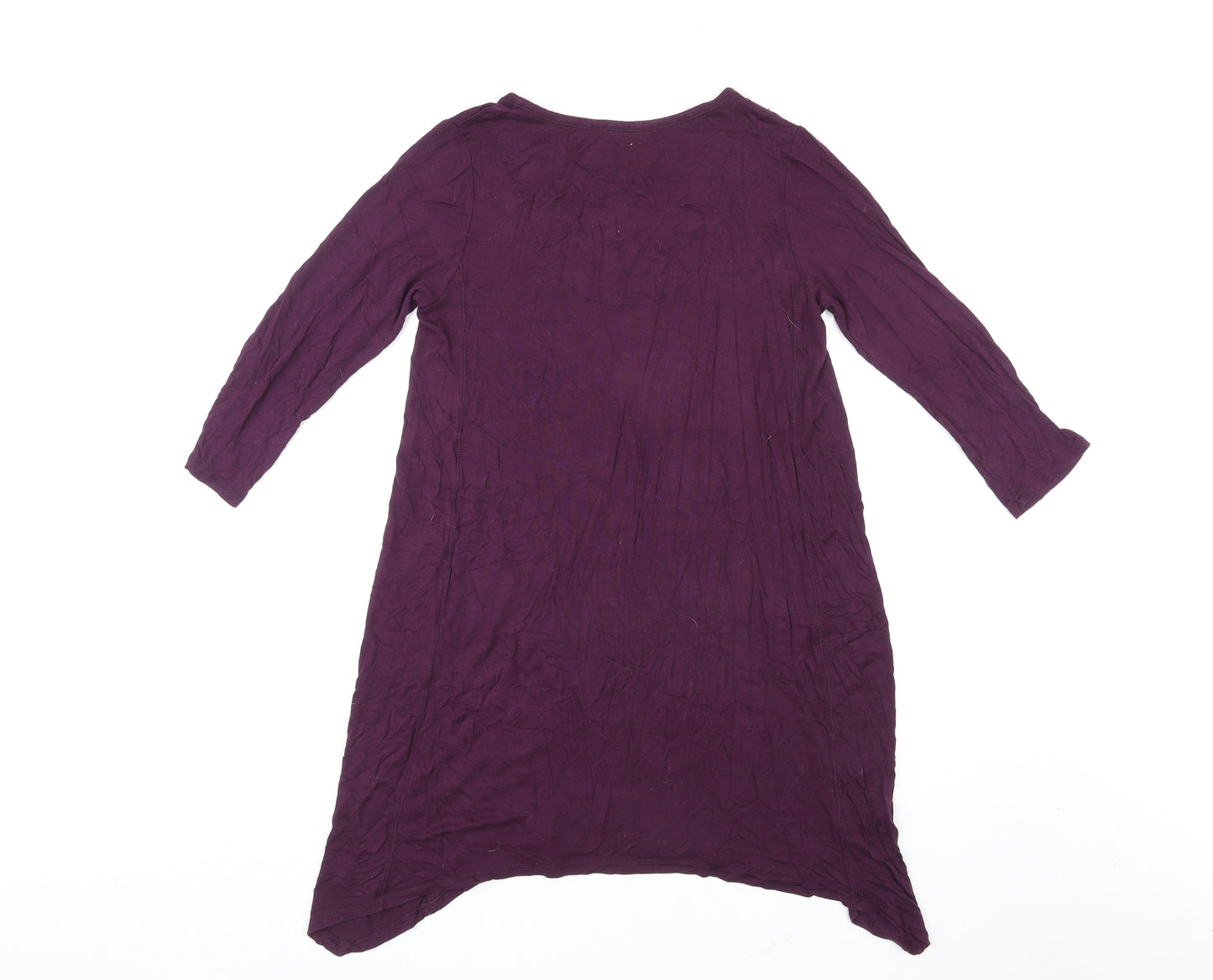 DKNY Womens Purple Rayon A-Line Size S V-Neck Pullover