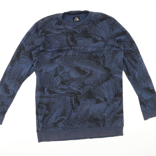 Quiksilver Mens Blue Geometric Cotton Pullover Sweatshirt Size XL
