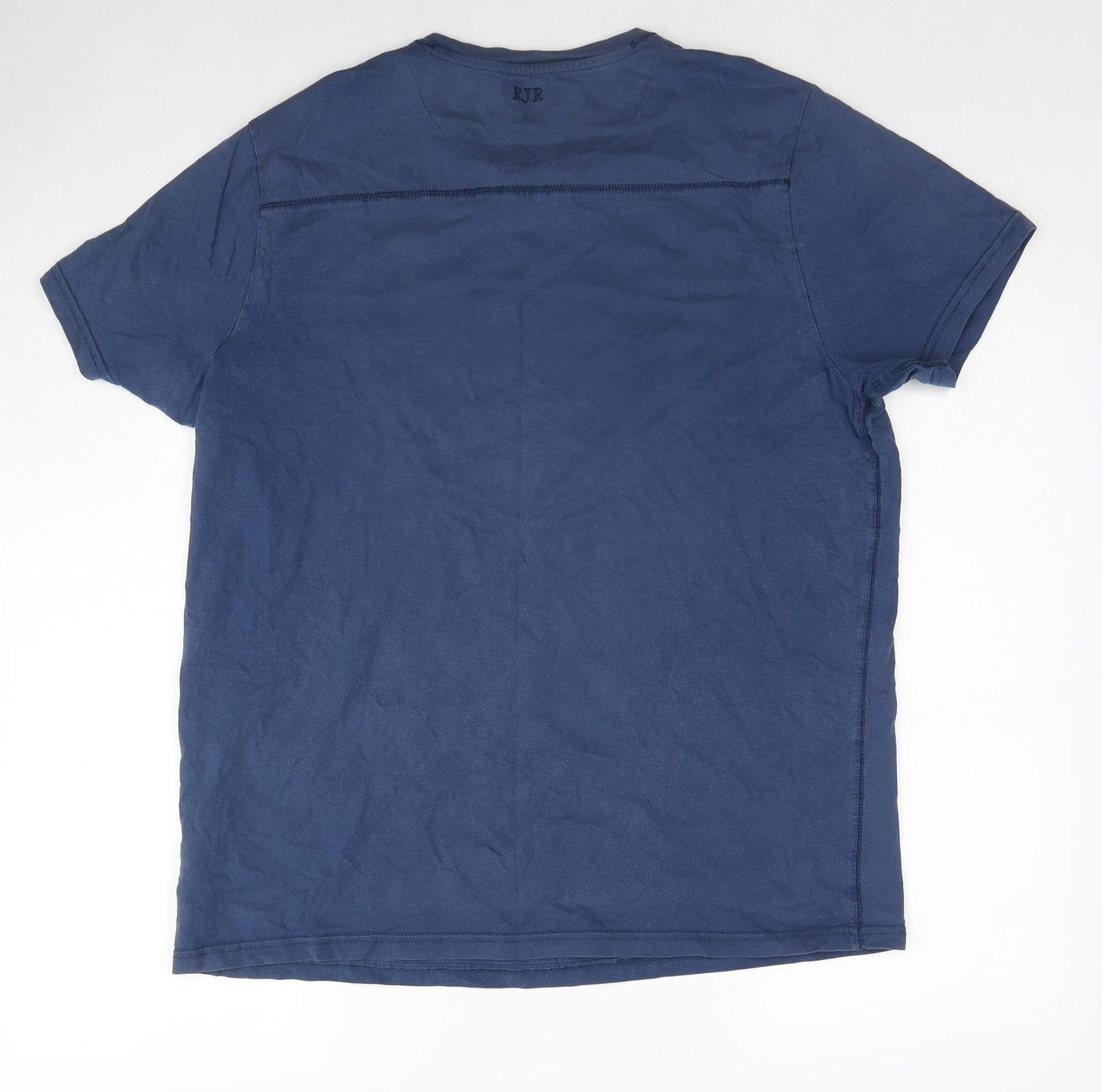 RJR.John Rocha Mens Blue Cotton T-Shirt Size L Crew Neck