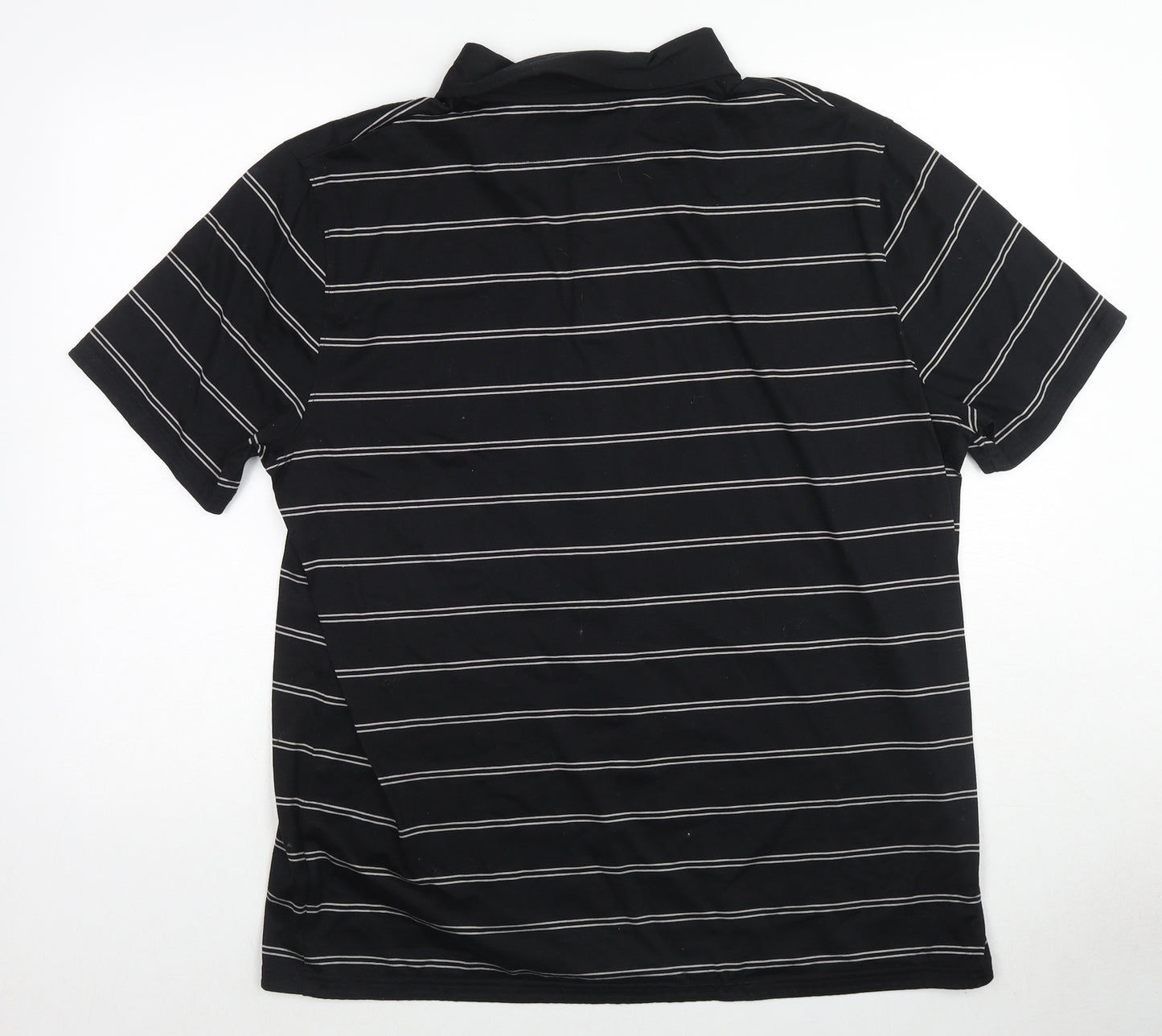 Autograph Mens Black Striped Cotton Polo Size XL Collared Pullover