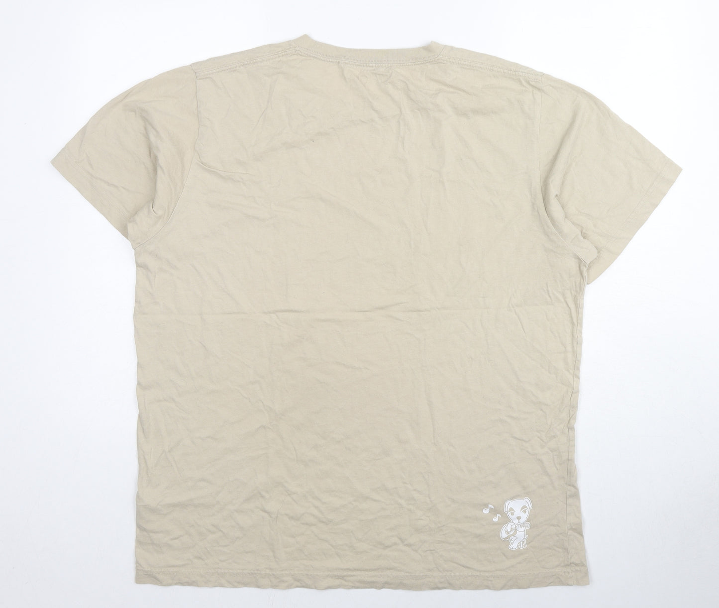 Uniqlo Mens Beige Cotton T-Shirt Size XL Crew Neck