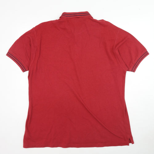 ITEMS Mens Red Cotton Polo Size XL Collared Button