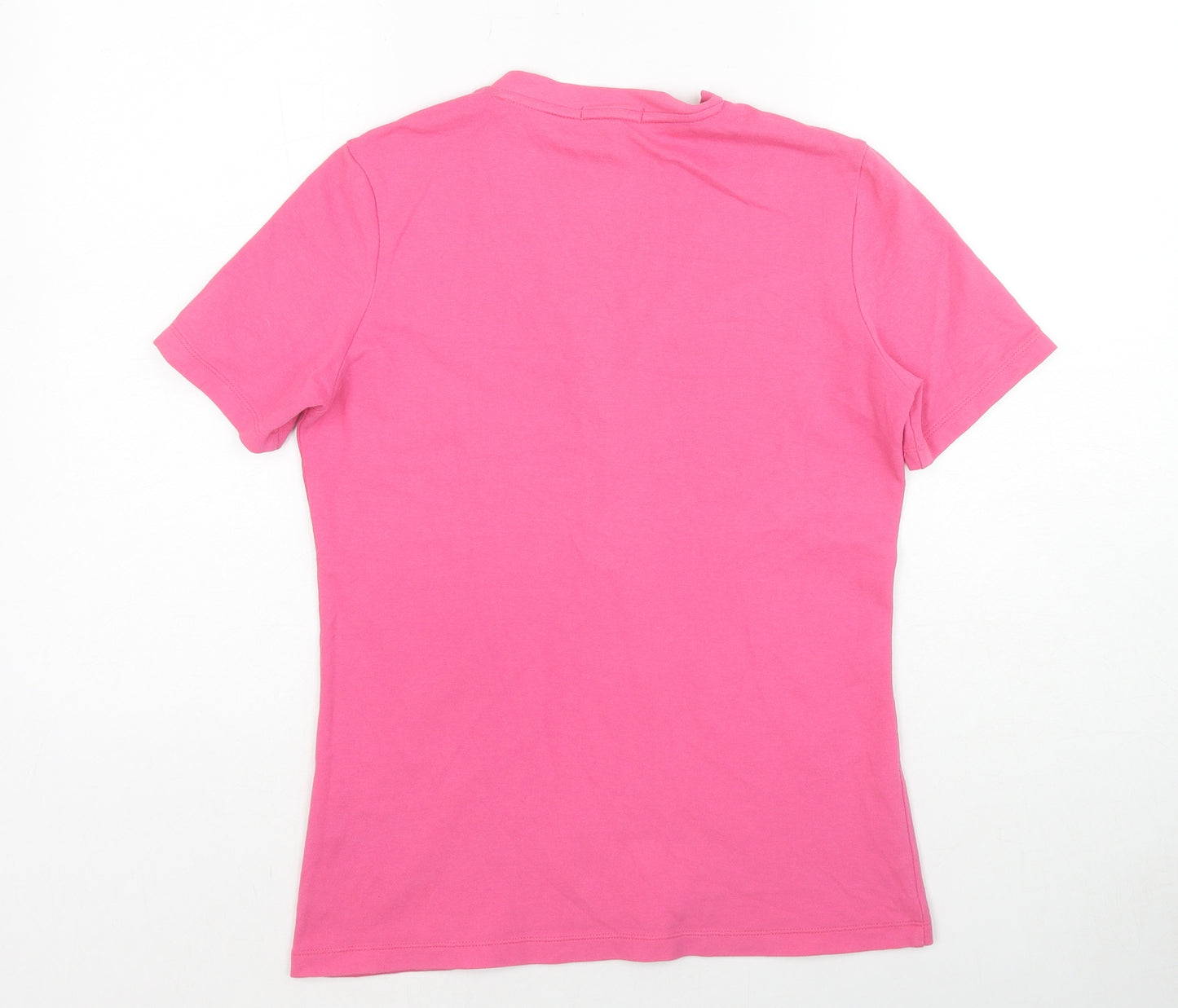 Geox Womens Pink Cotton Basic T-Shirt Size M V-Neck