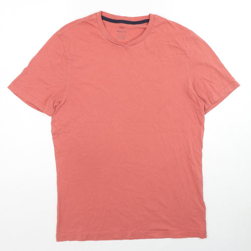 Marks and Spencer Womens Orange Cotton Basic T-Shirt Size S Round Neck