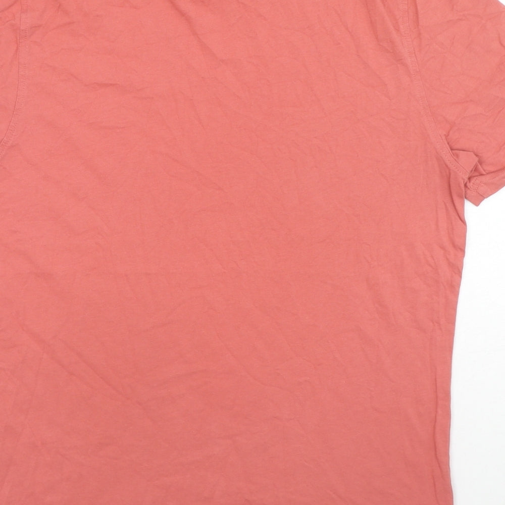 Marks and Spencer Womens Orange Cotton Basic T-Shirt Size S Round Neck