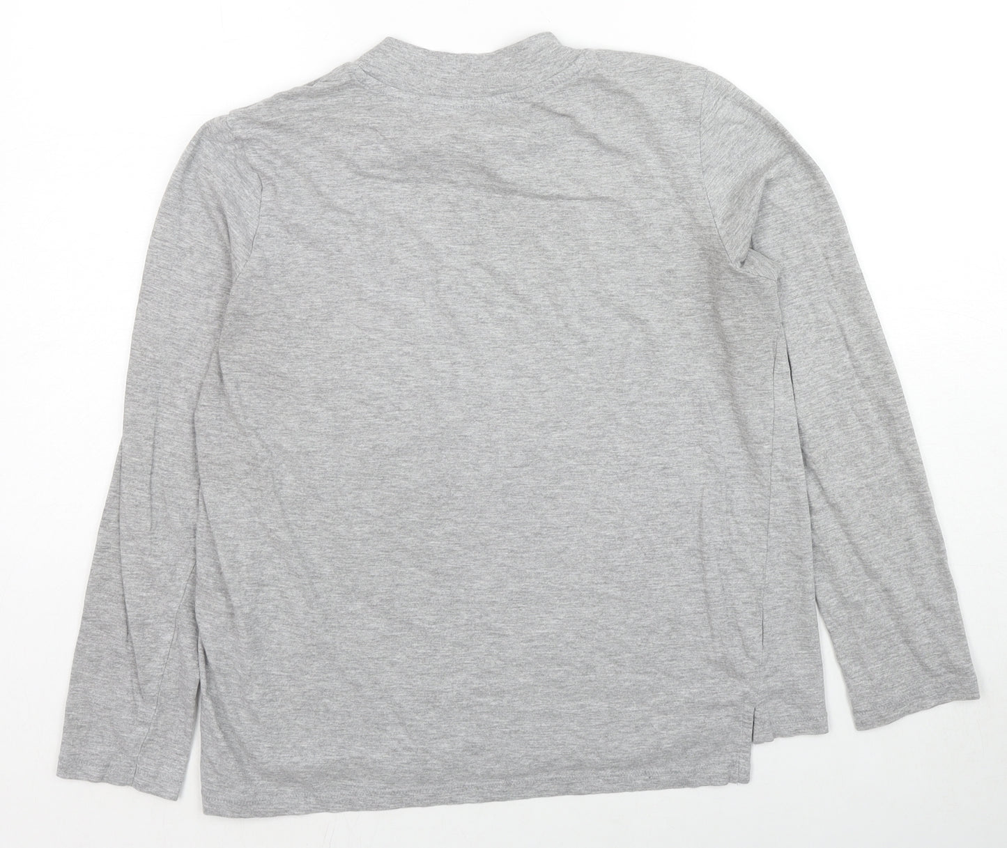 NEXT Womens Grey Cotton Basic T-Shirt Size 14 Mock Neck