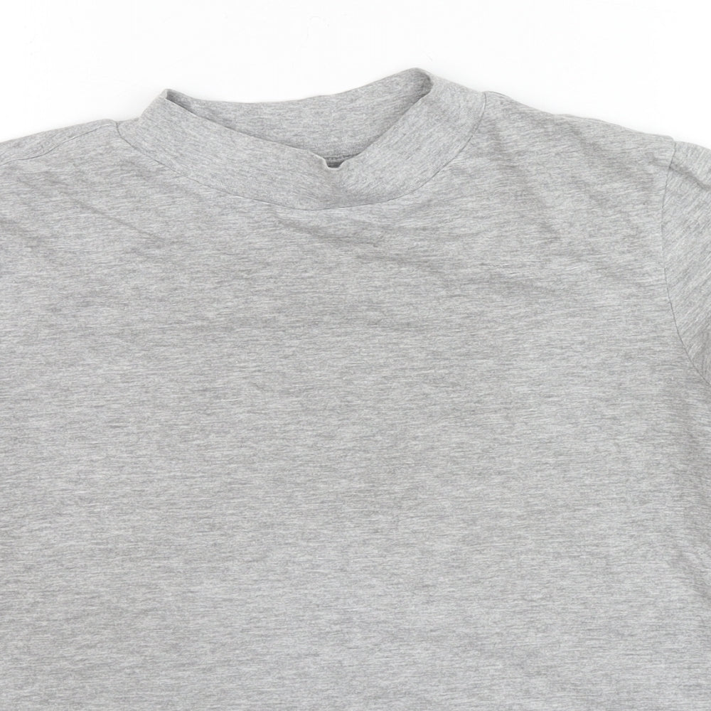 NEXT Womens Grey Cotton Basic T-Shirt Size 14 Mock Neck