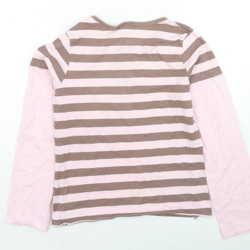 Disney Girls Multicoloured Striped Cotton Basic T-Shirt Size 11-12 Years Round Neck Pullover - Minnie Mouse