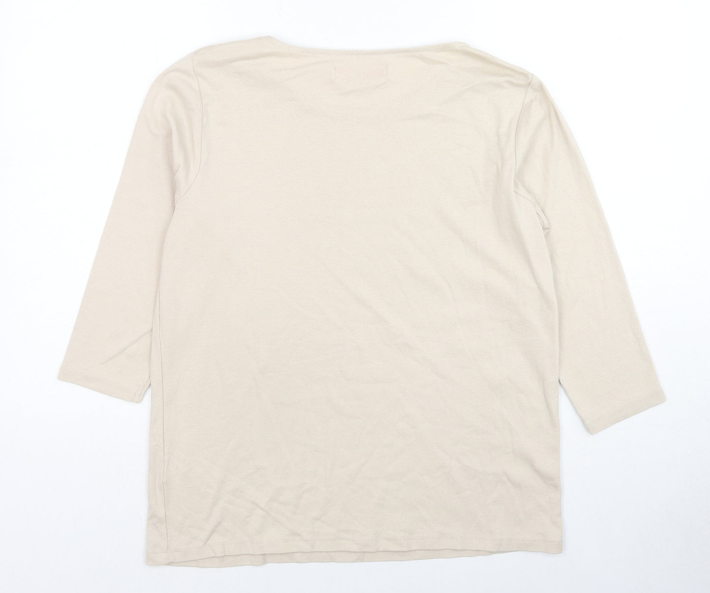Julipa Womens Beige Cotton Basic T-Shirt Size 16 Round Neck