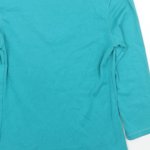 Marks and Spencer Womens Blue Cotton Basic T-Shirt Size 8 V-Neck