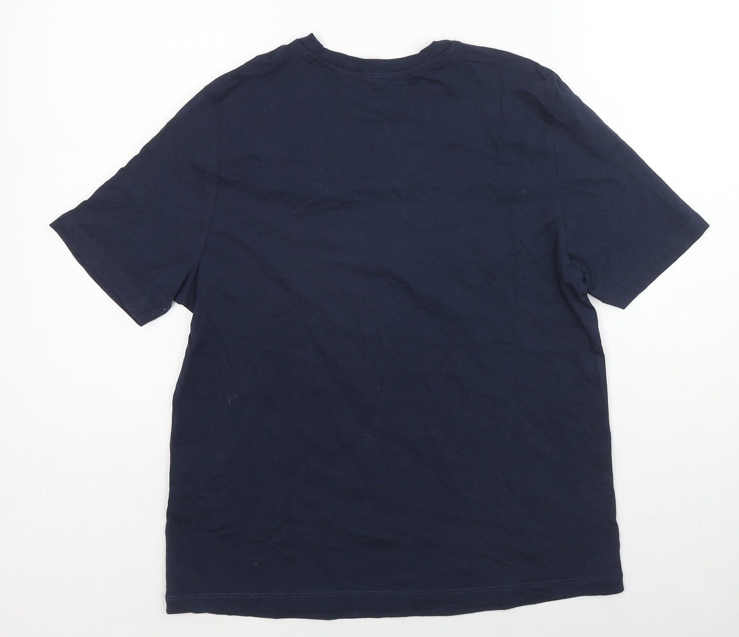 Marks and Spencer Womens Blue Cotton Basic T-Shirt Size 12 Round Neck