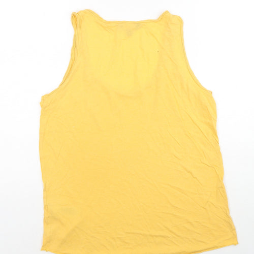 New Look Womens Yellow Cotton Basic Tank Size 8 Scoop Neck