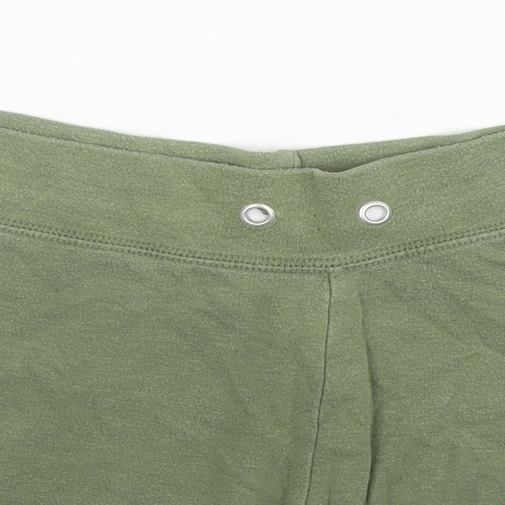 Cottonique Womens Green Cotton Basic Shorts Size 12 L3 in Regular Pull On
