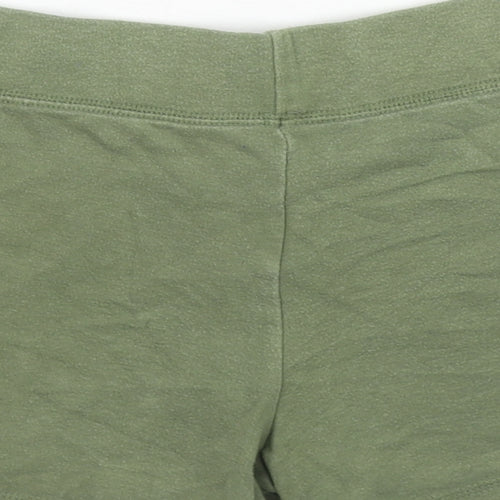 Cottonique Womens Green Cotton Basic Shorts Size 12 L3 in Regular Pull On