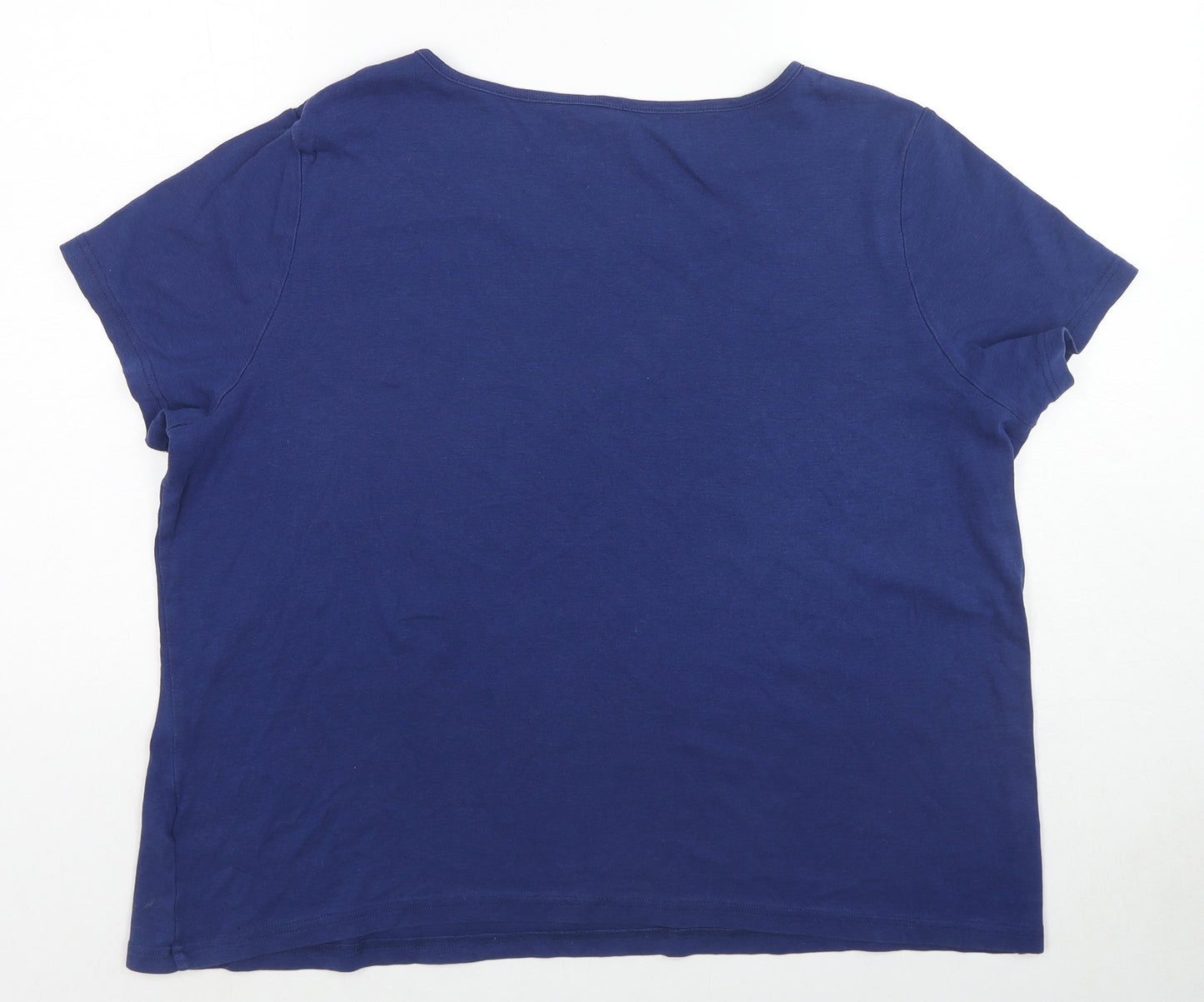 Sheego Womens Blue Cotton Basic T-Shirt Size 18 Round Neck - Starfish