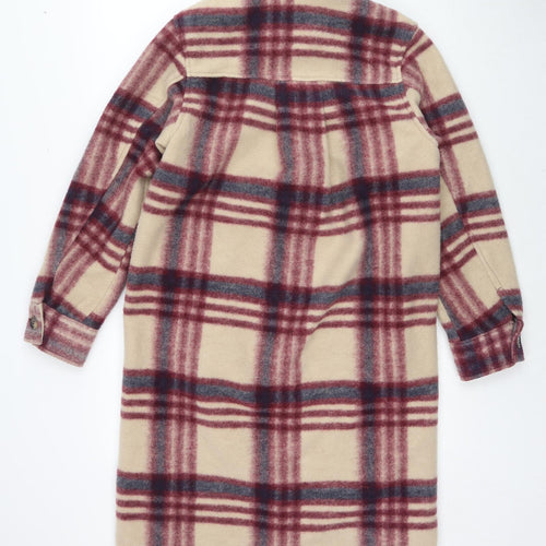 H&M Womens Multicoloured Geometric Overcoat Coat Size XS Button