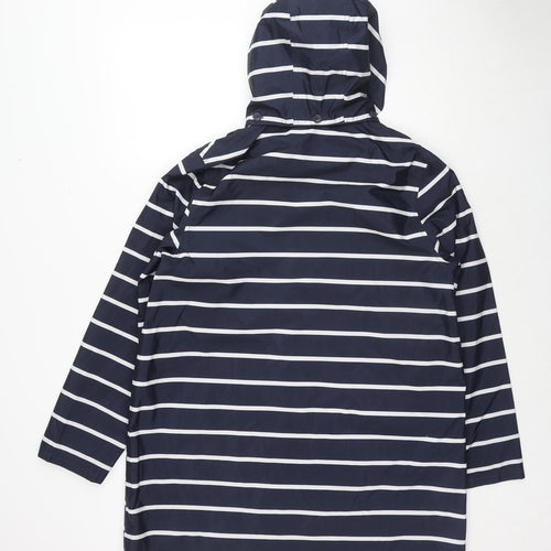 Bonmarché Womens Blue Striped Rain Coat Coat Size 14 Zip