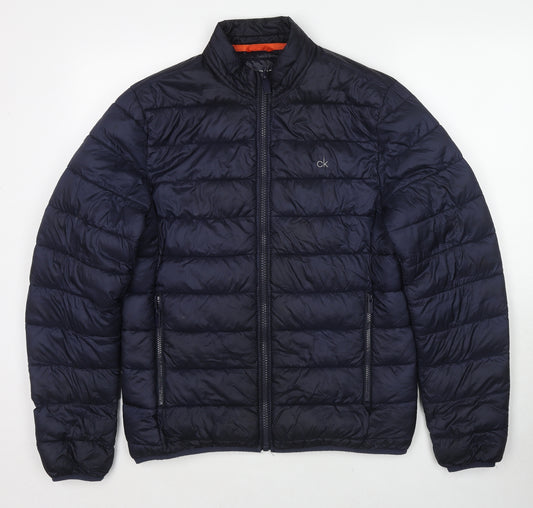Calvin Klein Mens Blue Puffer Jacket Coat Size M Zip