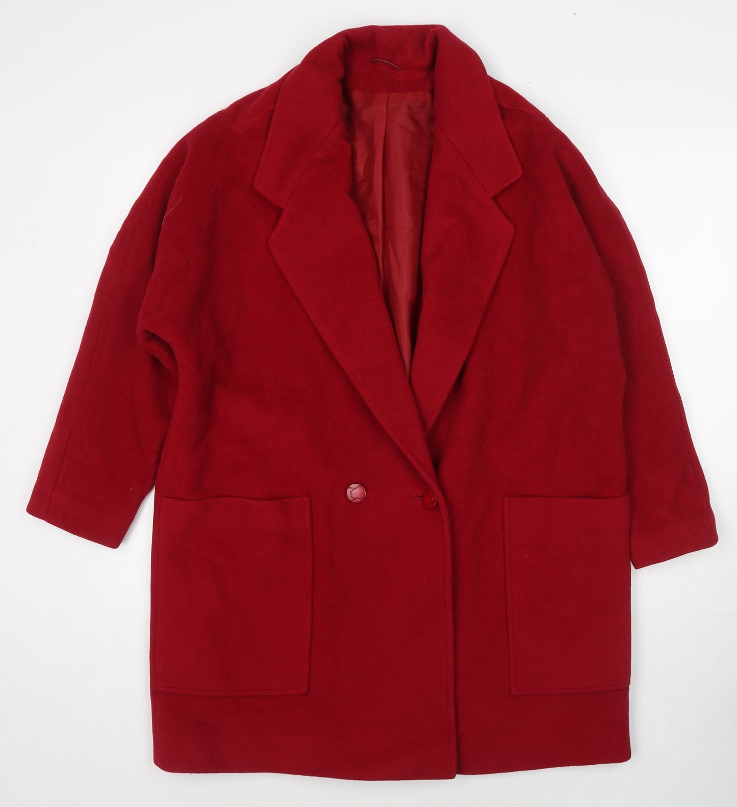 Made in U.K. Womens Red Overcoat Coat Size 16 Button