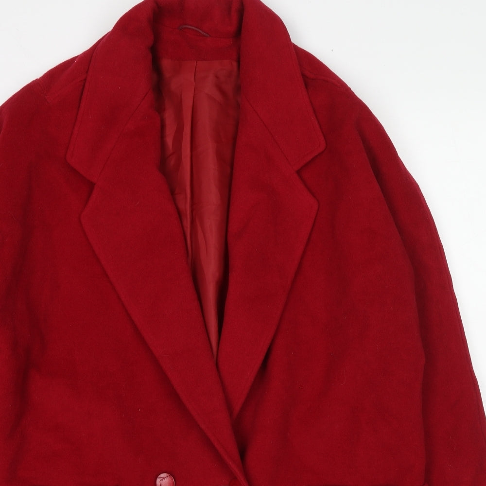 Made in U.K. Womens Red Overcoat Coat Size 16 Button