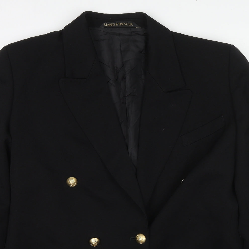 St Michael Womens Black Polyester Jacket Blazer Size 12