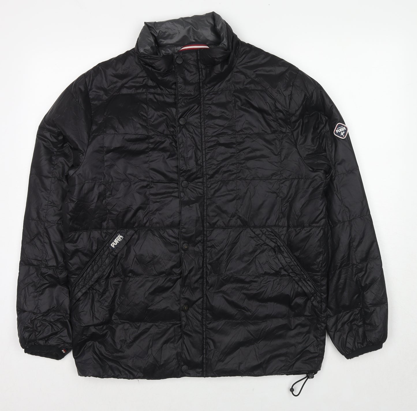 Puffa Mens Black Puffer Jacket Coat Size L Zip