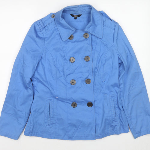 Marks and Spencer Womens Blue Trench Coat Jacket Size 12 Button
