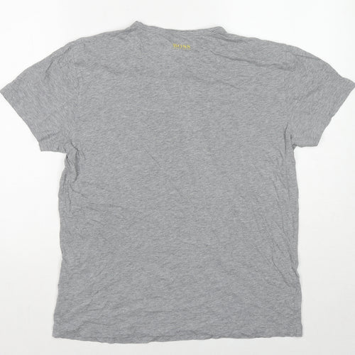 HUGO BOSS Mens Grey Cotton T-Shirt Size M Round Neck