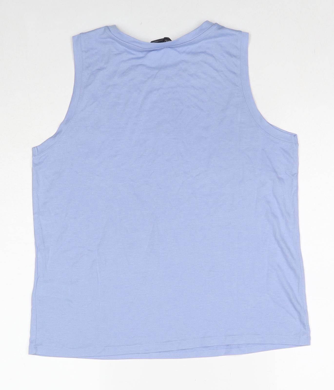 Marks and Spencer Womens Blue Polyester Basic Tank Size 10 Round Neck - Sunshine