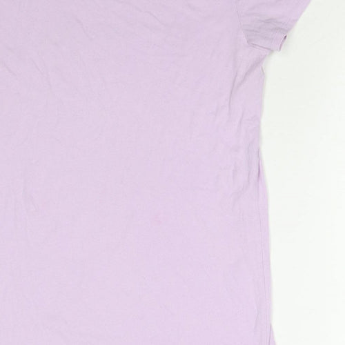 PINK Womens Purple Cotton Basic T-Shirt Size M Round Neck