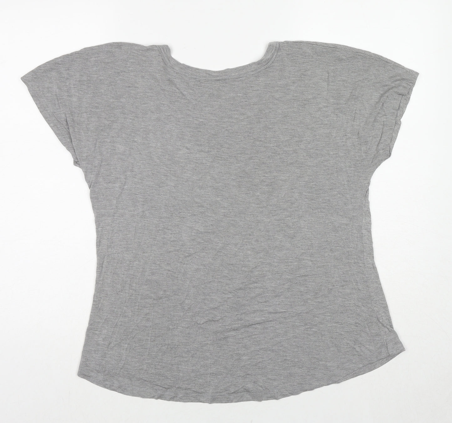 Honeydew Womens Grey Polyester Basic T-Shirt Size L V-Neck