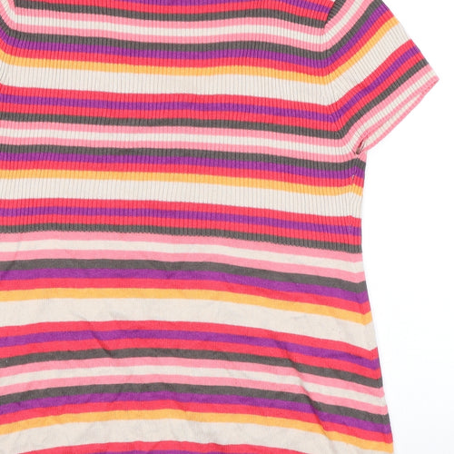 M&Co Womens Multicoloured Scoop Neck Striped Viscose Pullover Jumper Size L