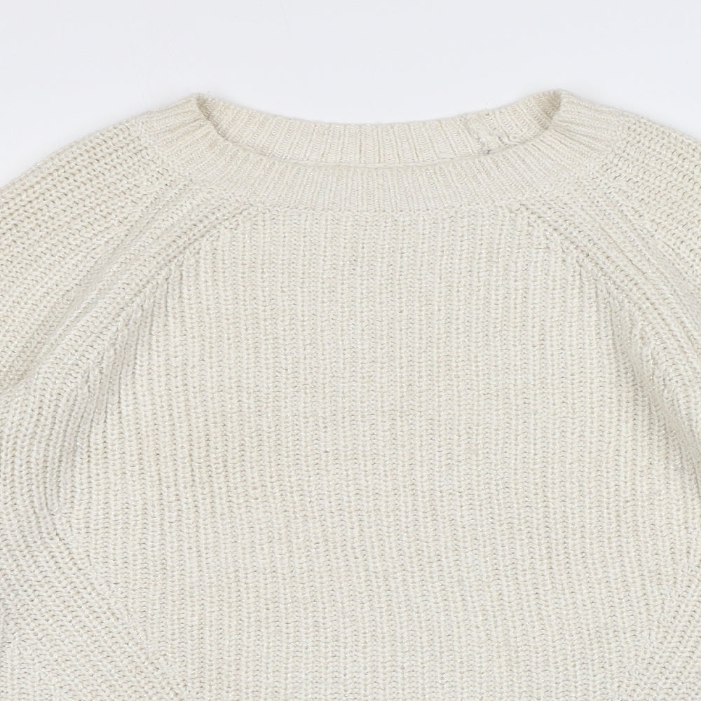 Abercrombie & Fitch Womens Ivory Round Neck Cotton Pullover Jumper Size M