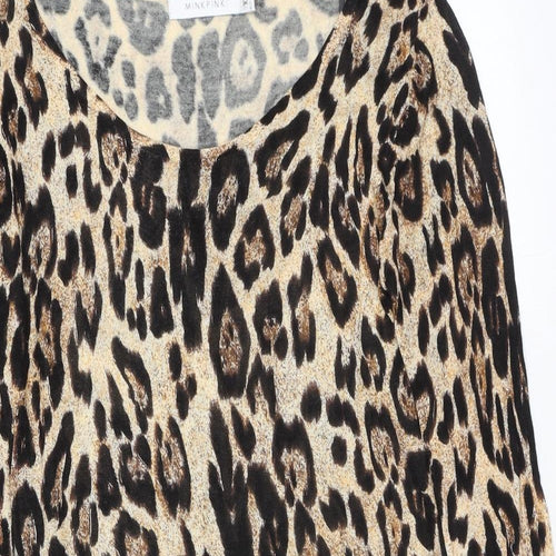 MINKPINK Womens Brown Round Neck Animal Print Acrylic Pullover Jumper Size XS - Leopard pattern