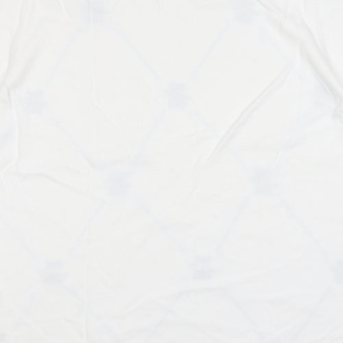 David Nieper Womens White Round Neck Floral 100% Cotton Pullover Jumper Size 16