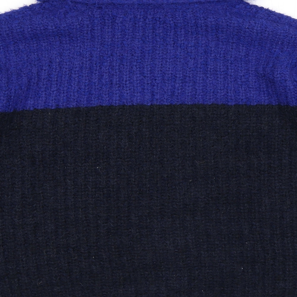 Marks and Spencer Womens Blue Roll Neck Polyester Pullover Jumper Size M - Colourblock