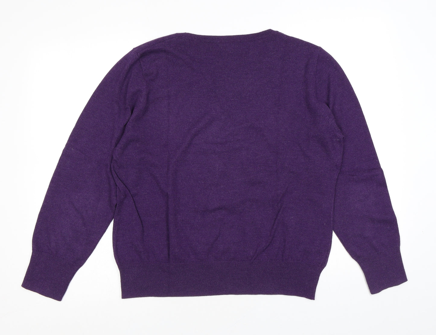 CC Womens Purple Round Neck Cotton Pullover Jumper Size XL