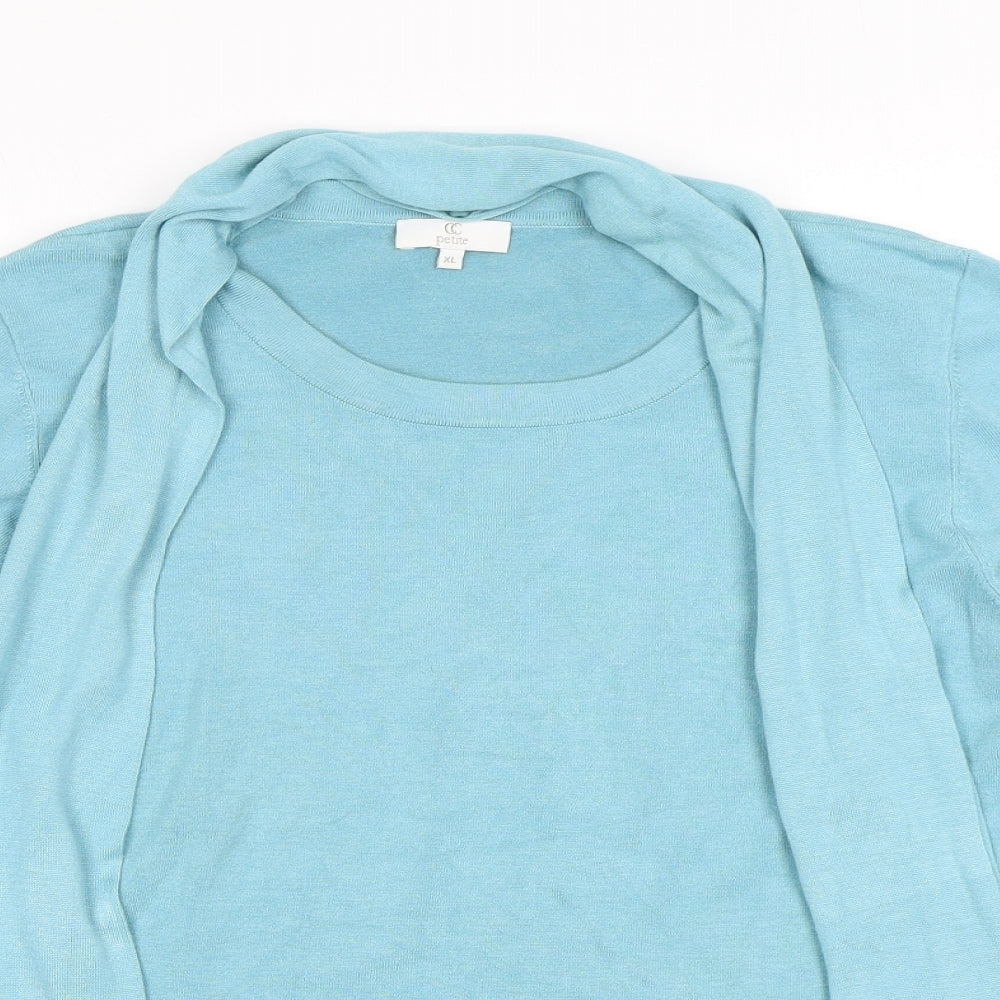 CC Womens Blue Round Neck Viscose Pullover Jumper Size XL - Scarf detail