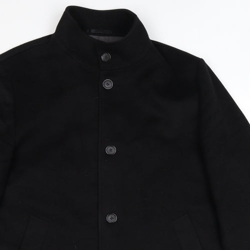 Marks and Spencer Mens Black Pea Coat Coat Size L Button