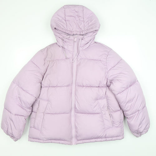 H&M Womens Pink Puffer Jacket Jacket Size S Zip