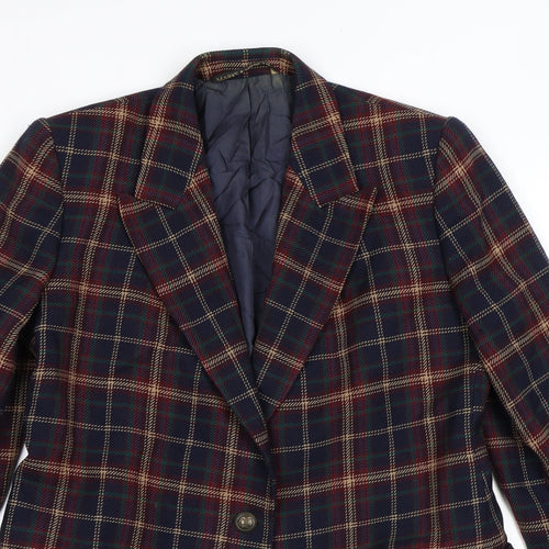 Marks and Spencer Womens Multicoloured Plaid Wool Jacket Blazer Size 12