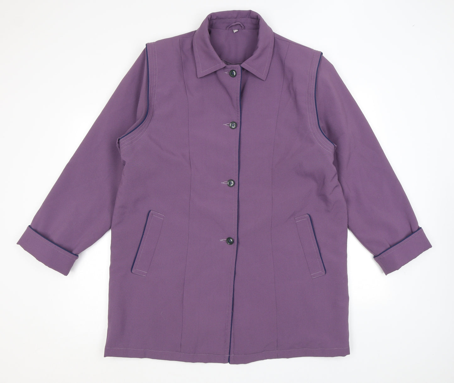 Deanes Womens Purple Trench Coat Coat Size 16 Button