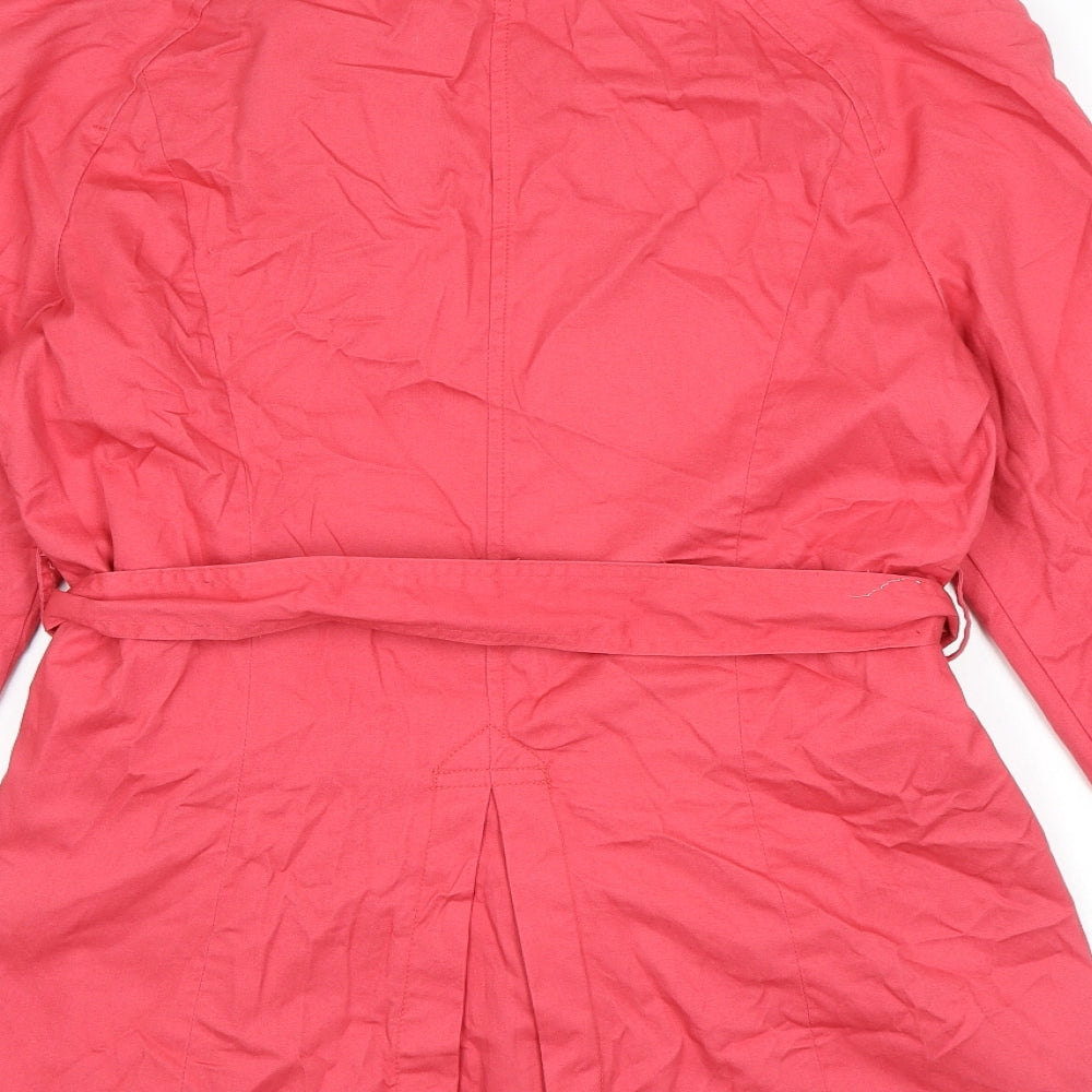 St. John's Bay Womens Pink Trench Coat Coat Size L Button