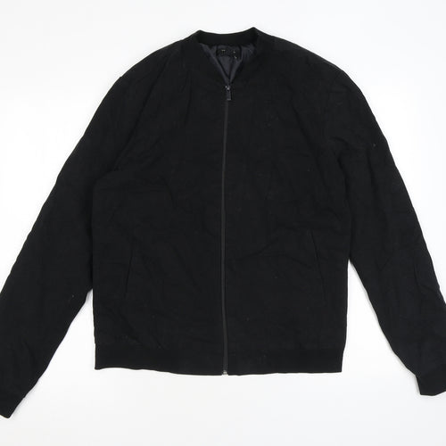 New Look Mens Black Bomber Jacket Coat Size M Zip