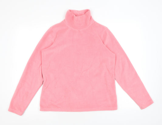 Lands' End Womens Pink High Neck Polyester Pullover Jumper Size S