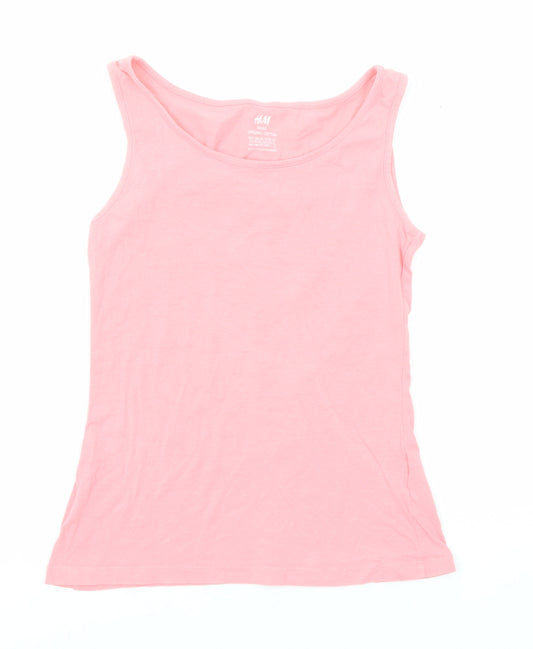 H&M Girls Pink Cotton Basic Tank Size 11-12 Years Round Neck Pullover