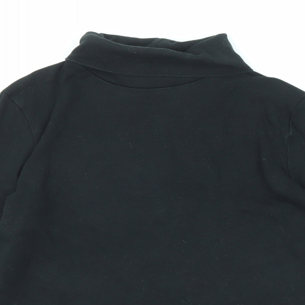 BHS Womens Black Cotton Basic T-Shirt Size 16 Roll Neck